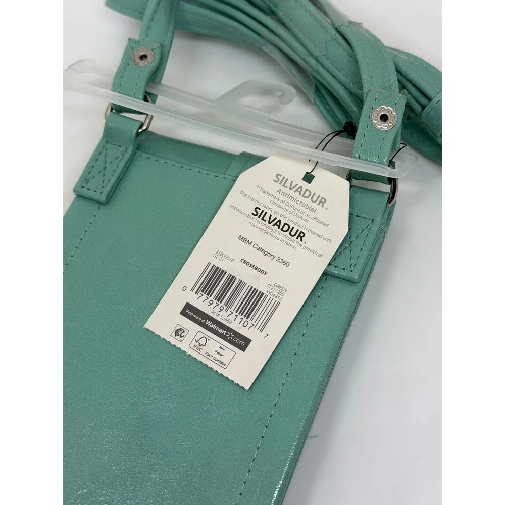 Time and Tru Crossbody Phone Wallet Teal Faux Leather Snap Travel Bag Womens NWT